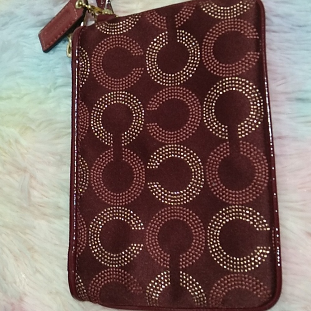 SALE! Auth Coach Sophia Mad Dotted Art Dark Red/Gold Bag & NWT Wristlet Bundle - Picture 9 of 16